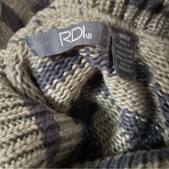 RDI sweater long sleeve turtleneck striped cotton green black small - Picture 3 of 3